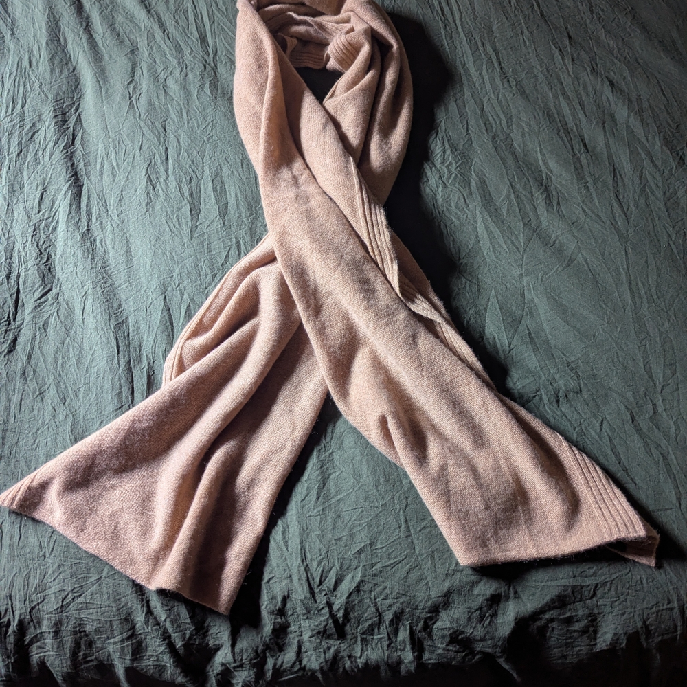 Halogen Cashmere Scarf in Soft Beige 80in Long X 26in Wide